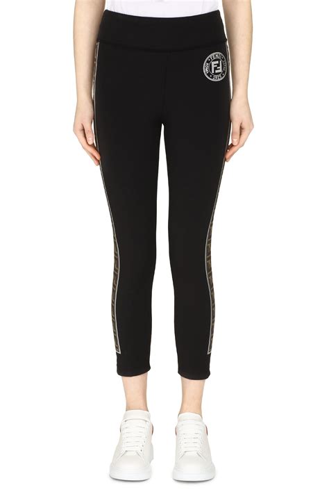 fendi logo side stripe leggings|fendi leggings black tech.